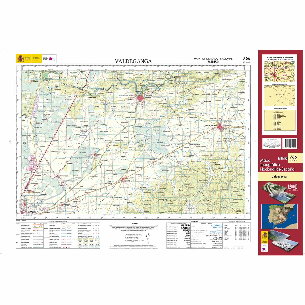 Online bestellen: Topografische kaart 766 MT50 Valdeganga | CNIG - Instituto Geográfico Nacional1