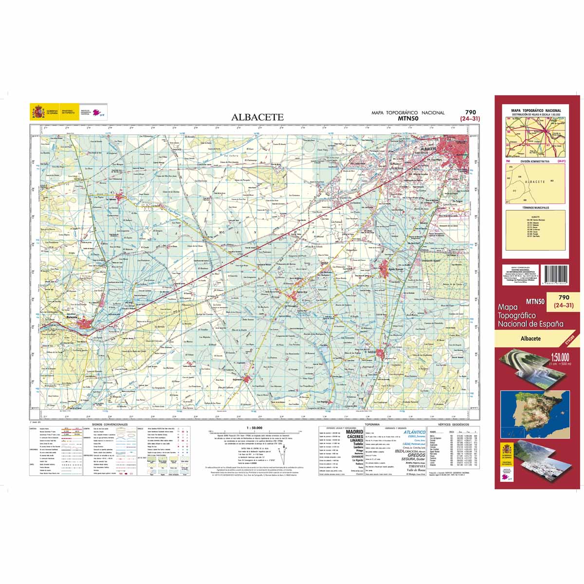 Online bestellen: Topografische kaart 790 MT50 Albacete | CNIG - Instituto Geográfico Nacional1