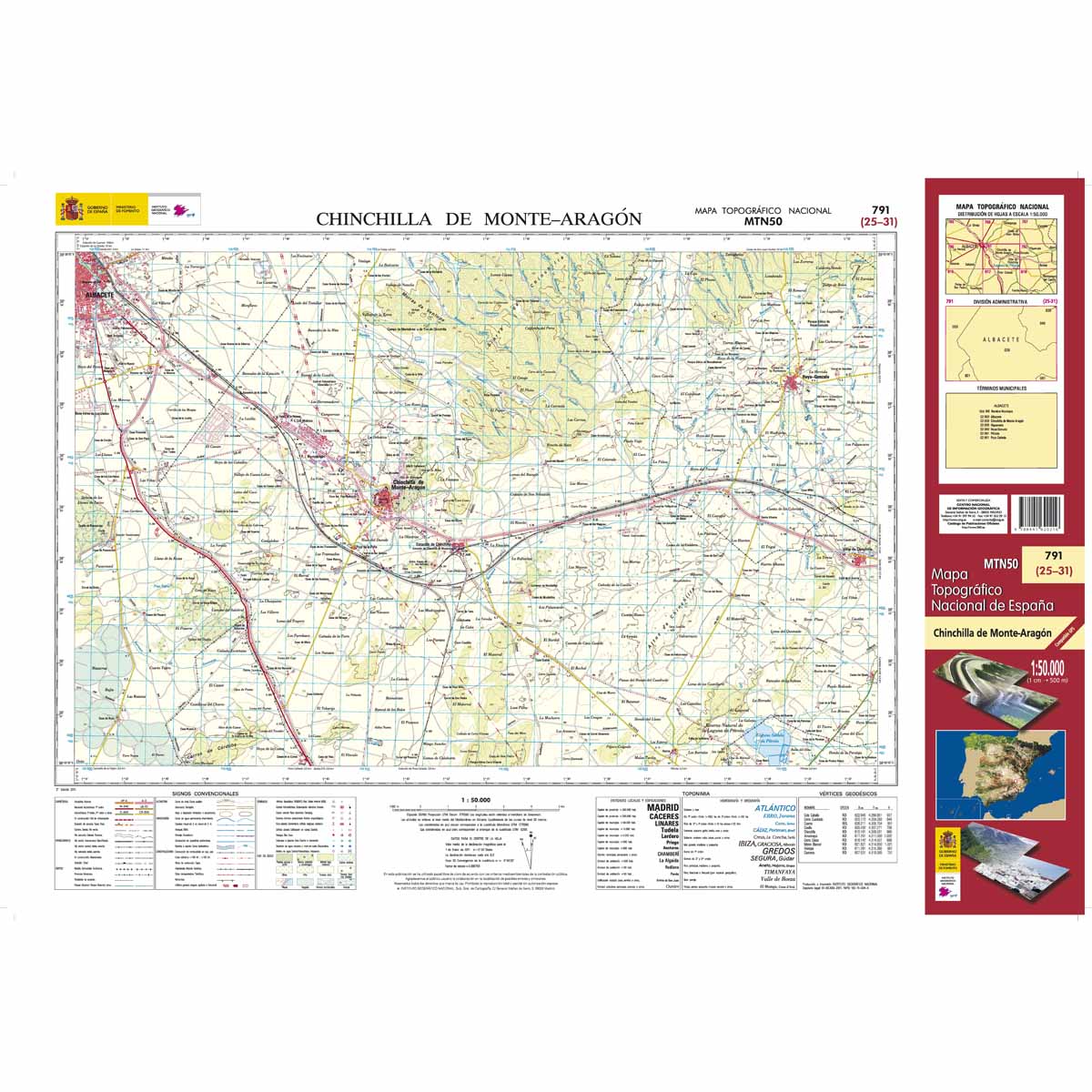 Online bestellen: Topografische kaart 791 MT50 Chinchilla de Monte Aragón | CNIG - Instituto Geográfico Nacional1