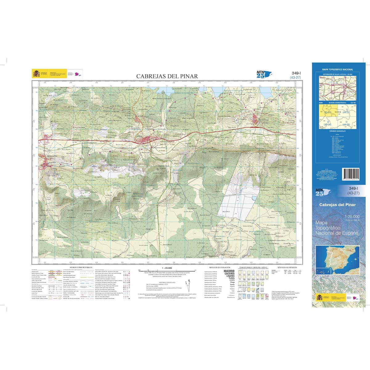 Online bestellen: Topografische kaart 349-I Cabrejas del Pinar | CNIG - Instituto Geográfico Nacional1