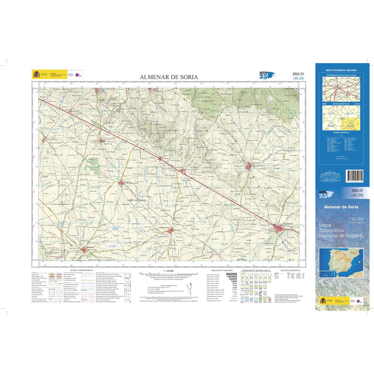 Online bestellen: Topografische kaart 350-IV Almenar de Soria | CNIG - Instituto Geográfico Nacional1