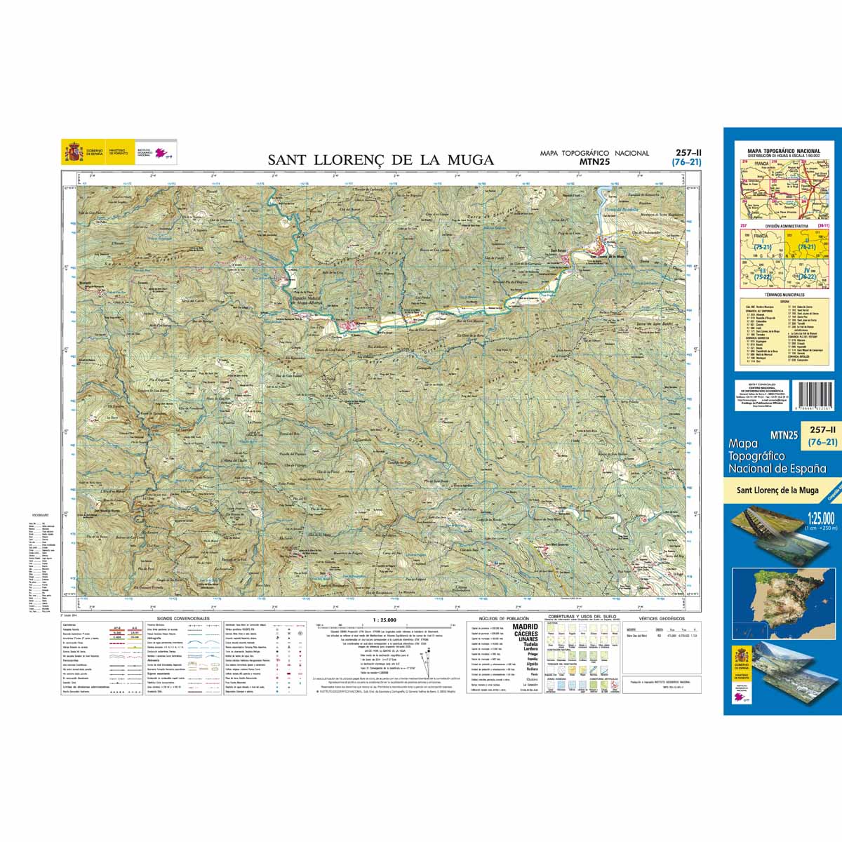 Online bestellen: Topografische kaart 257-II Sant Llorenç de la Muga | CNIG - Instituto Geográfico Nacional1