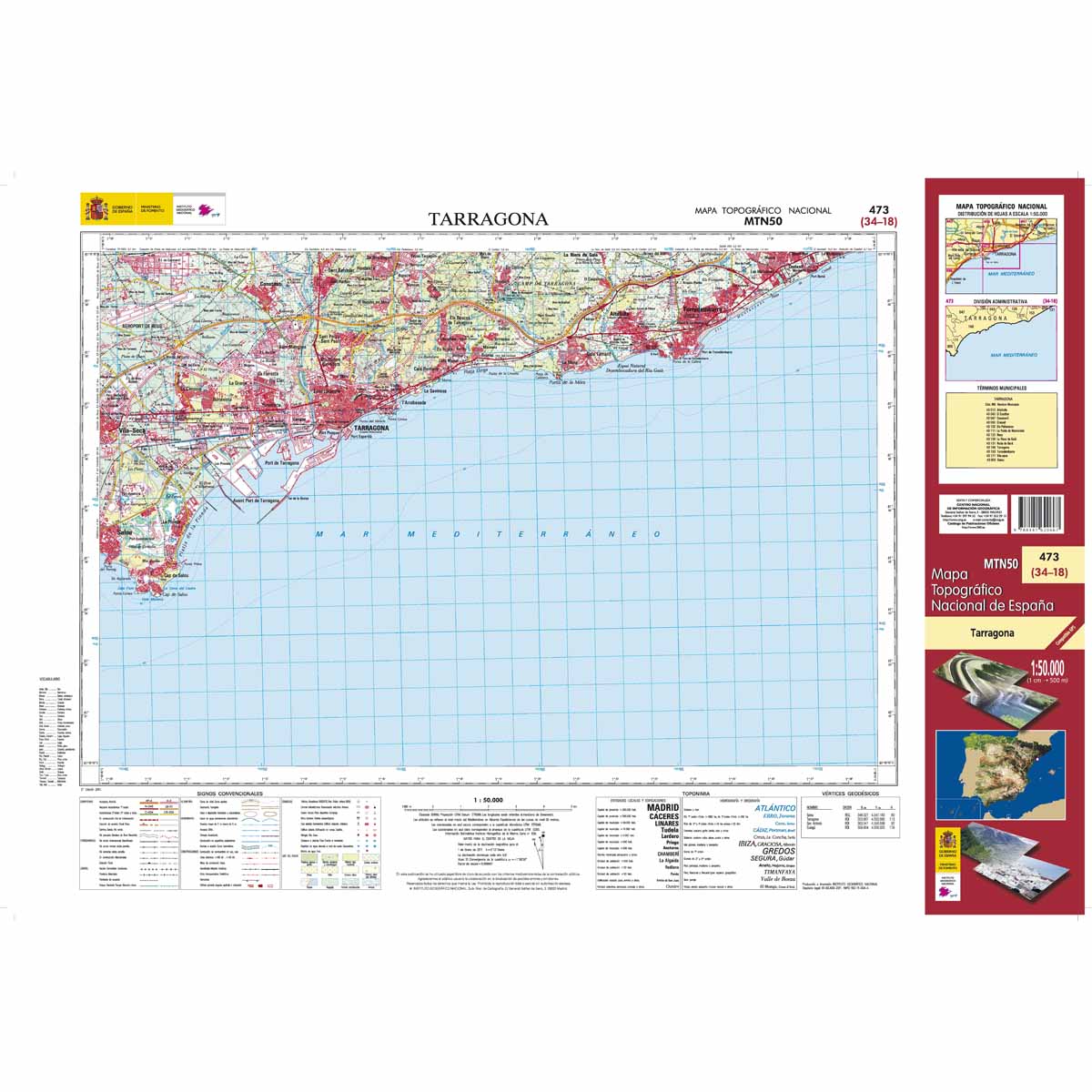 Online bestellen: Topografische kaart 473 MT50 Tarragona | CNIG - Instituto Geográfico Nacional1