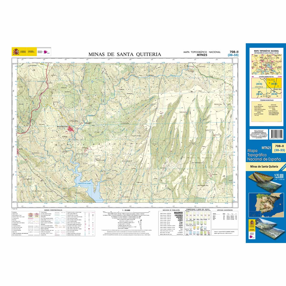 Online bestellen: Topografische kaart 708-II Minas de Santa Quiteria | CNIG - Instituto Geográfico Nacional1