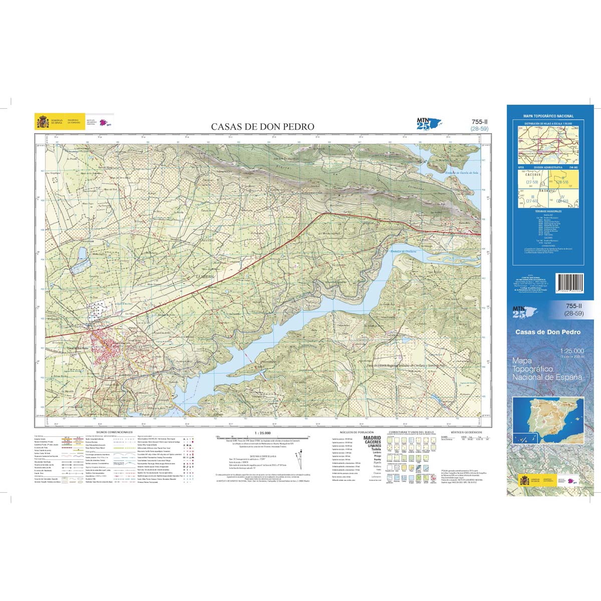 Online bestellen: Topografische kaart 755-II Casas de Don Pedro | CNIG - Instituto Geográfico Nacional1