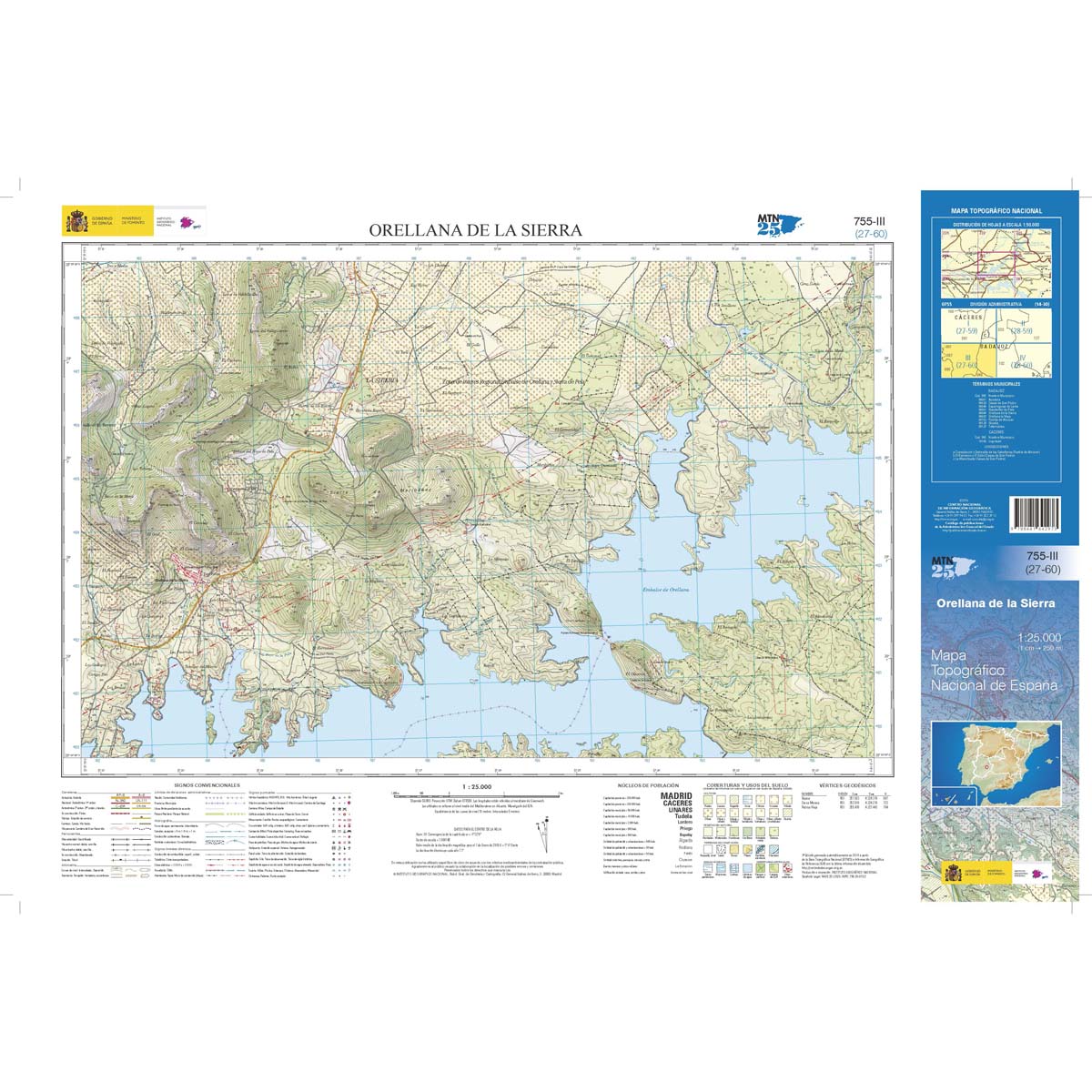 Online bestellen: Topografische kaart 755-III Orellana de la Sierra | CNIG - Instituto Geográfico Nacional1