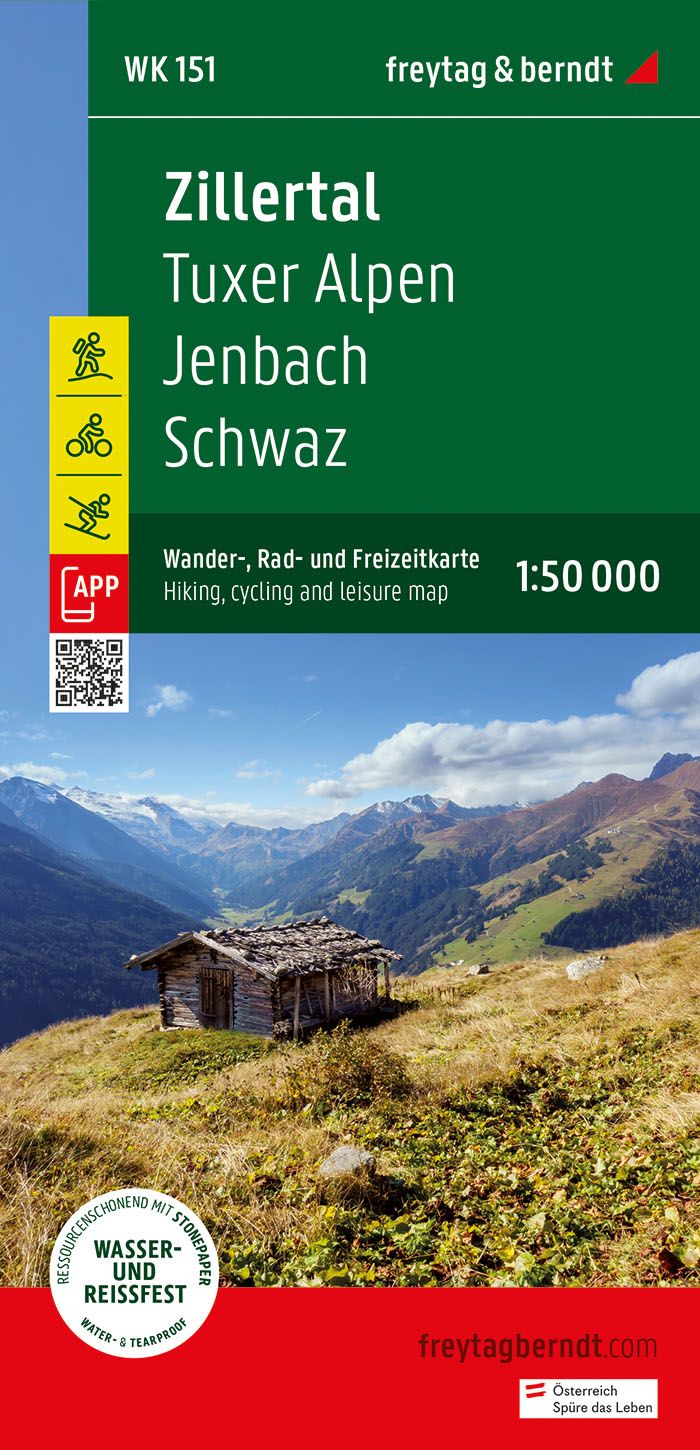 Online bestellen: Fietskaart - Wandelkaart 151 Zillertal - Tuxer Alpen-Jenbach-Schwaz | Freytag & Berndt