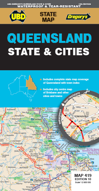 Online bestellen: Wegenkaart - landkaart 419 Queensland State & Cities | UBD Gregory's