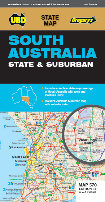 Online bestellen: Wegenkaart - landkaart 570 South Australia State & Suburban | UBD Gregory's