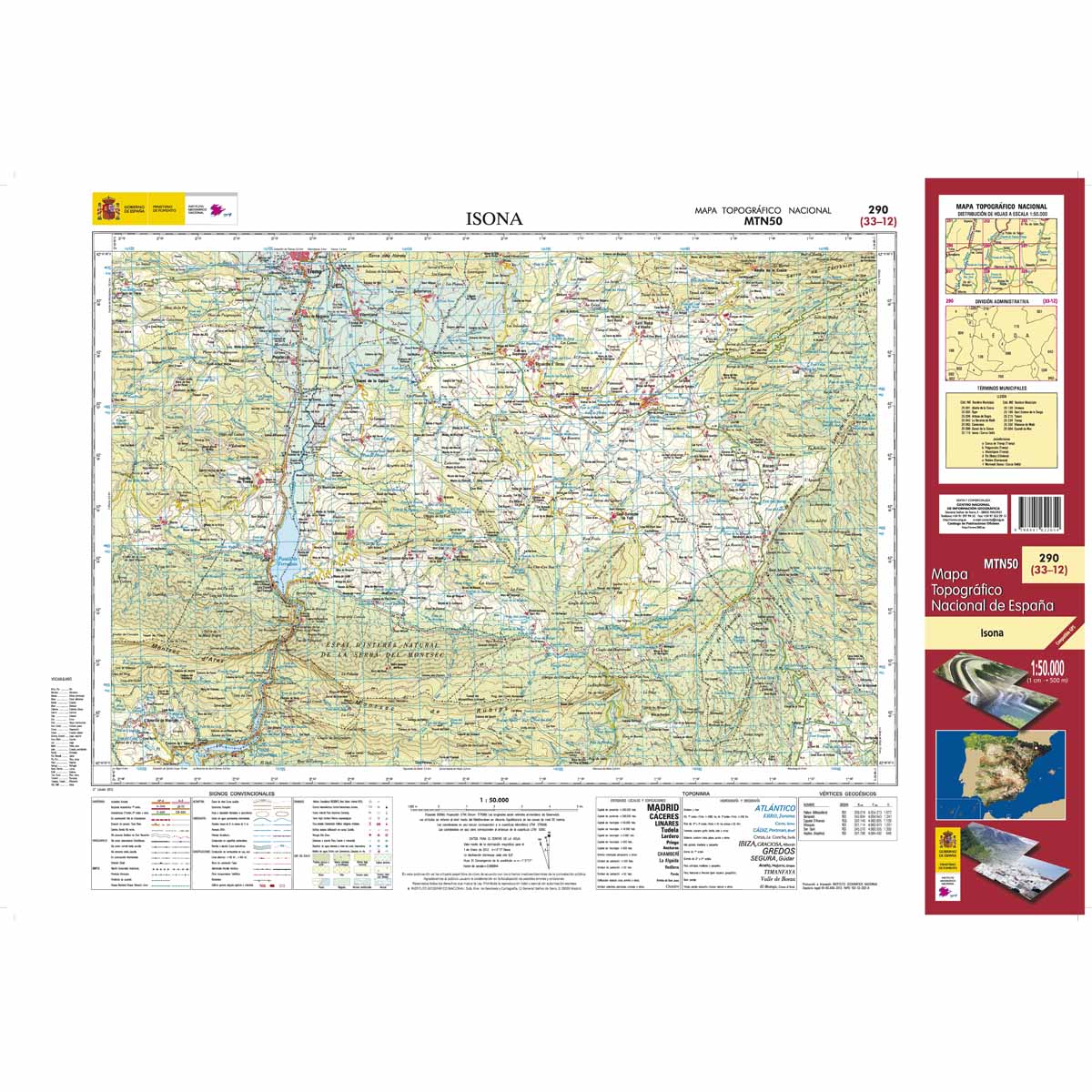 Online bestellen: Topografische kaart 290 MT50 Isona | CNIG - Instituto Geográfico Nacional1