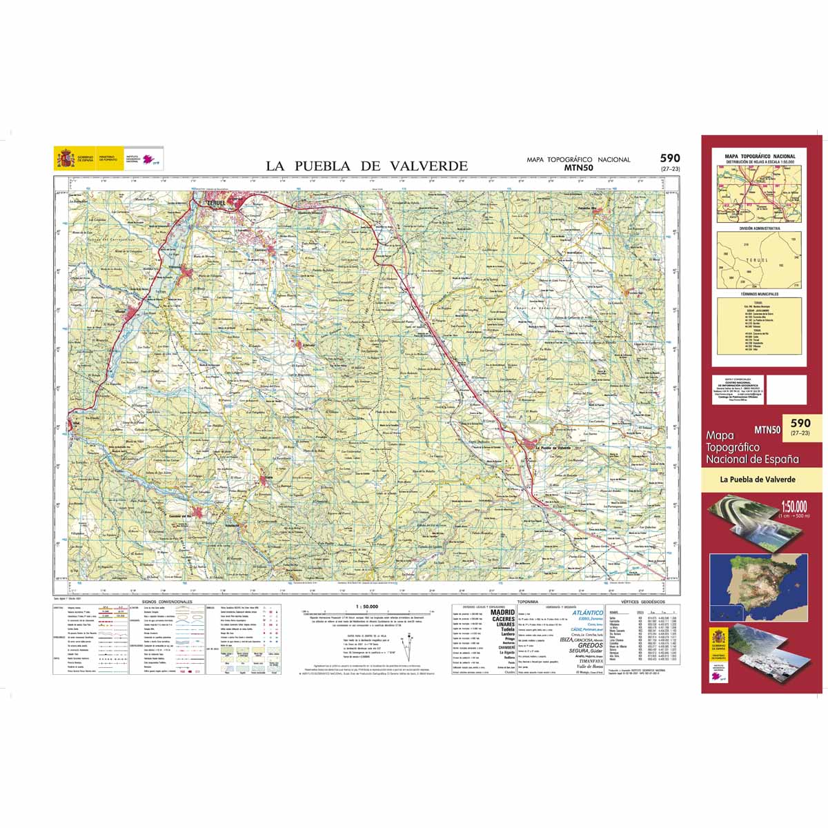 Online bestellen: Topografische kaart 590 MT50 La Puebla de Valverde | CNIG - Instituto Geográfico Nacional1