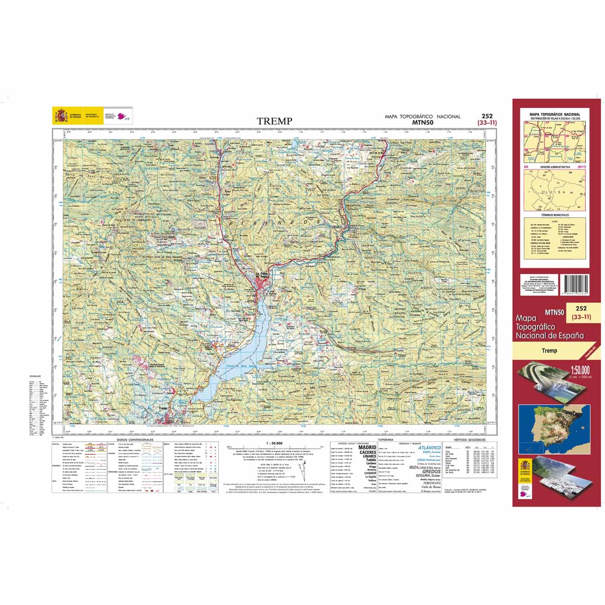 Online bestellen: Topografische kaart 252 MT50 Tremp | CNIG - Instituto Geográfico Nacional1