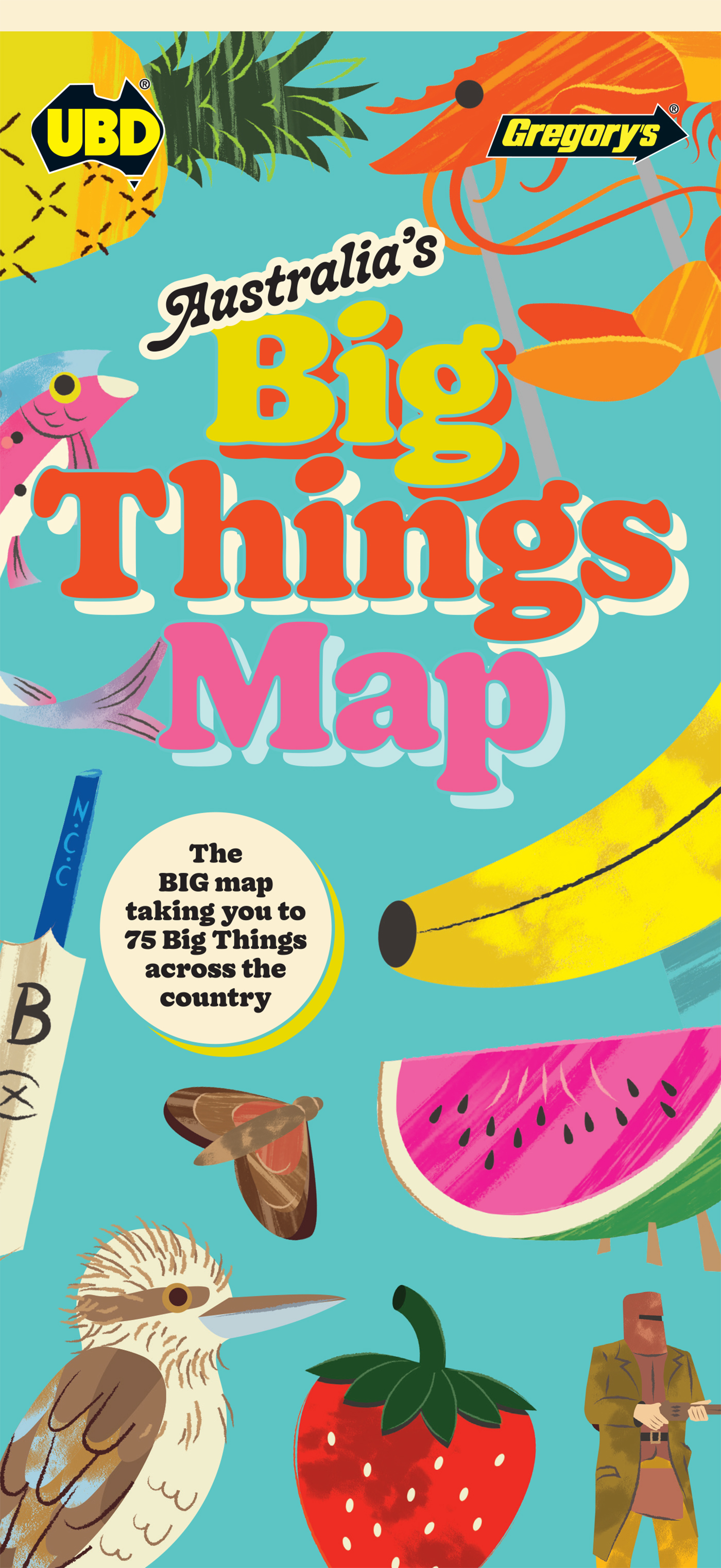 Online bestellen: Wegenkaart - landkaart Australia's Big Things Map | UBD Gregory's