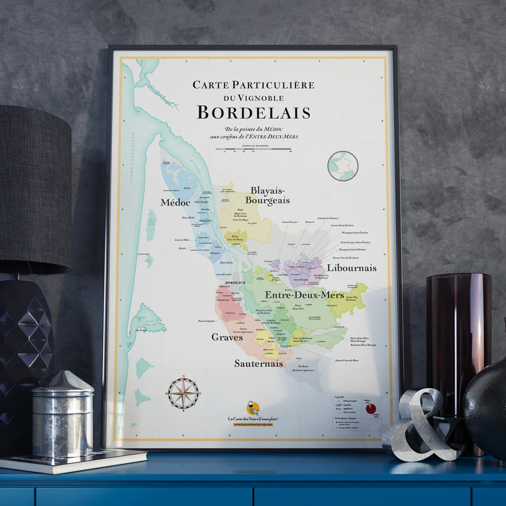 Online bestellen: Poster Bordeaux Carte des vins | 50 x 70 cm | La carte des vins