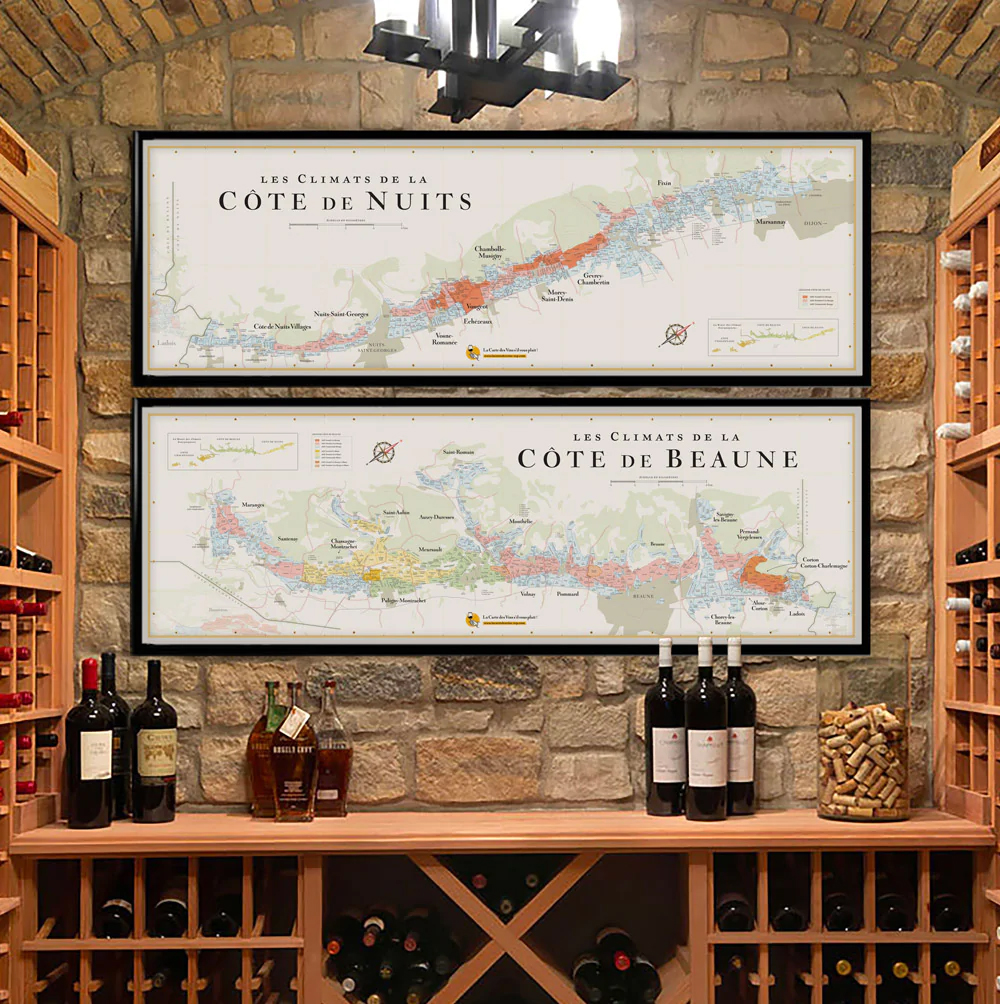 Online bestellen: Poster Climats de la Côte de Nuits + Côte de Beaune | 150 x 50 | La carte des vins