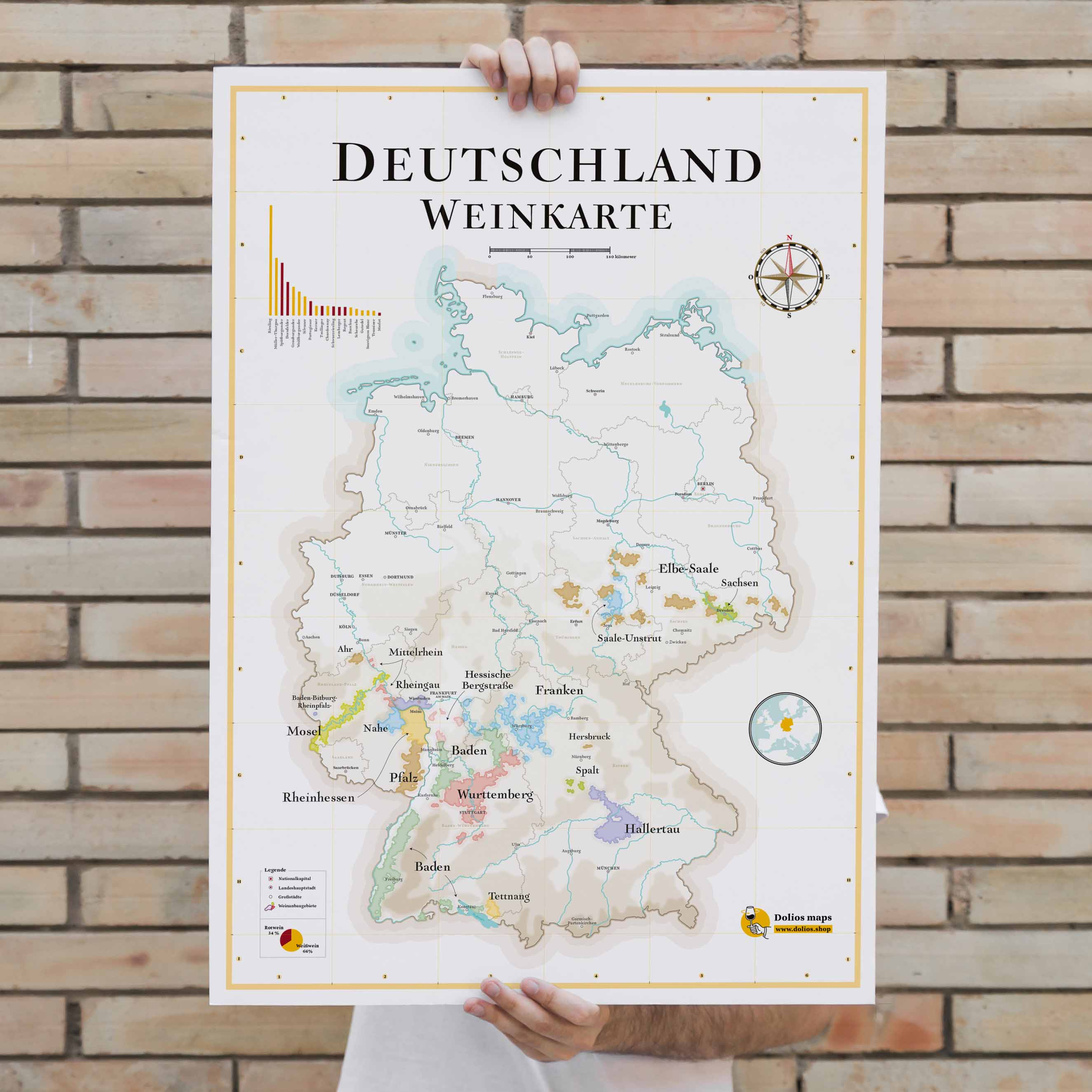 Online bestellen: Poster Deutschland Weinkarte | La carte des vins