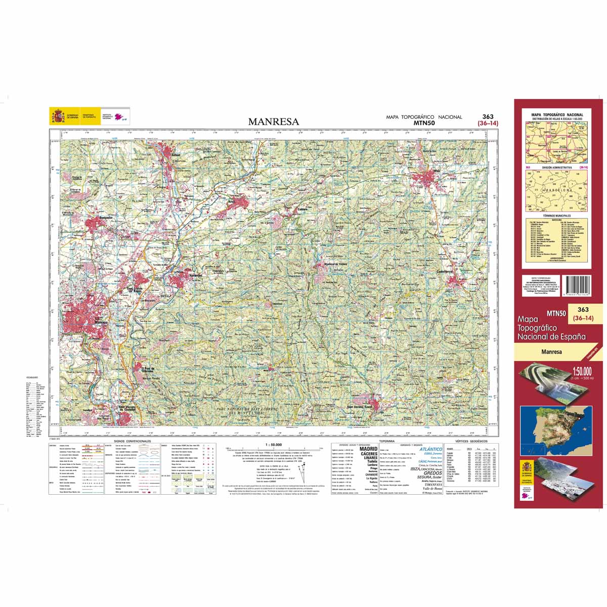 Online bestellen: Topografische kaart 363 MT50 Manresa | CNIG - Instituto Geográfico Nacional1