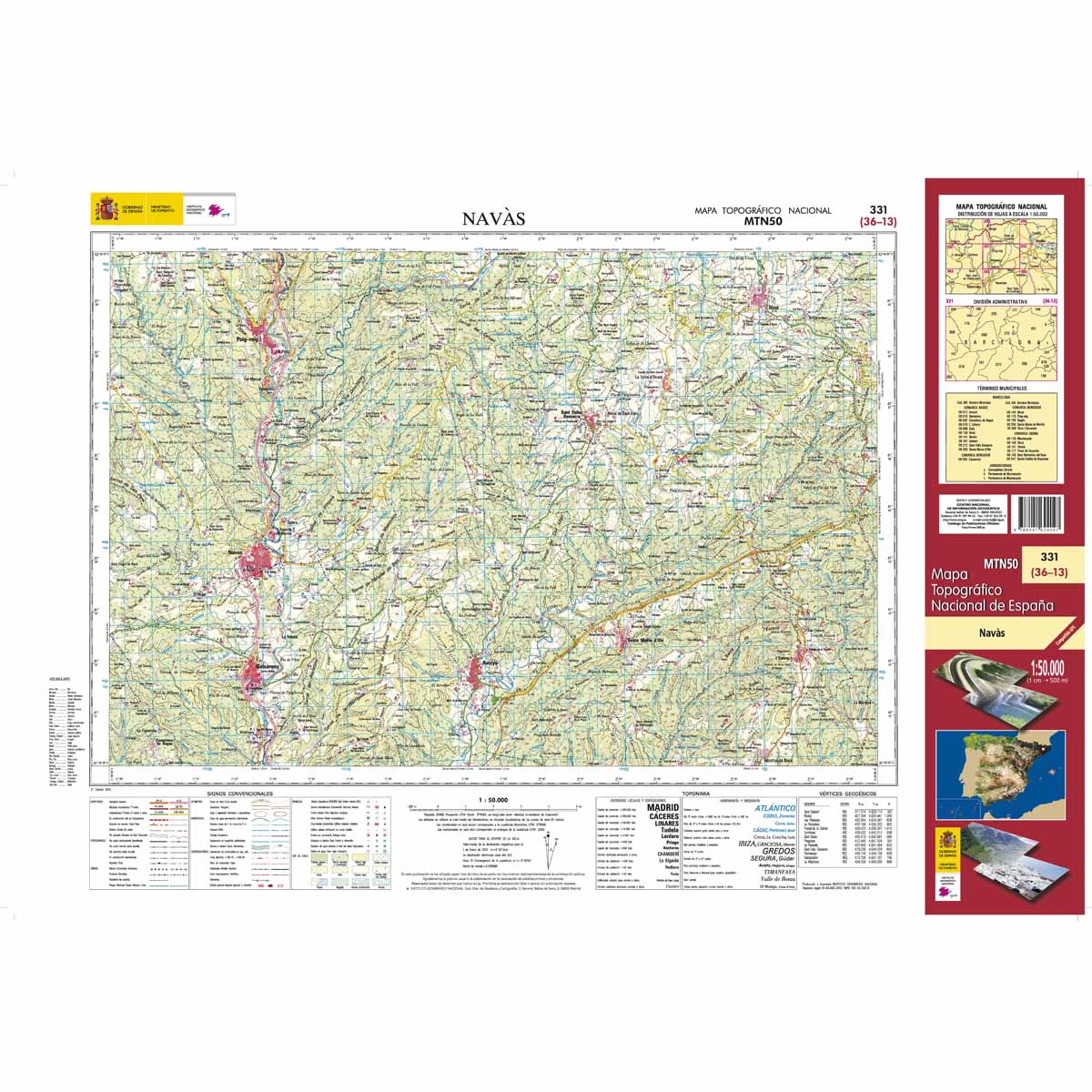 Online bestellen: Topografische kaart 331 MT50 Navàs | CNIG - Instituto Geográfico Nacional1