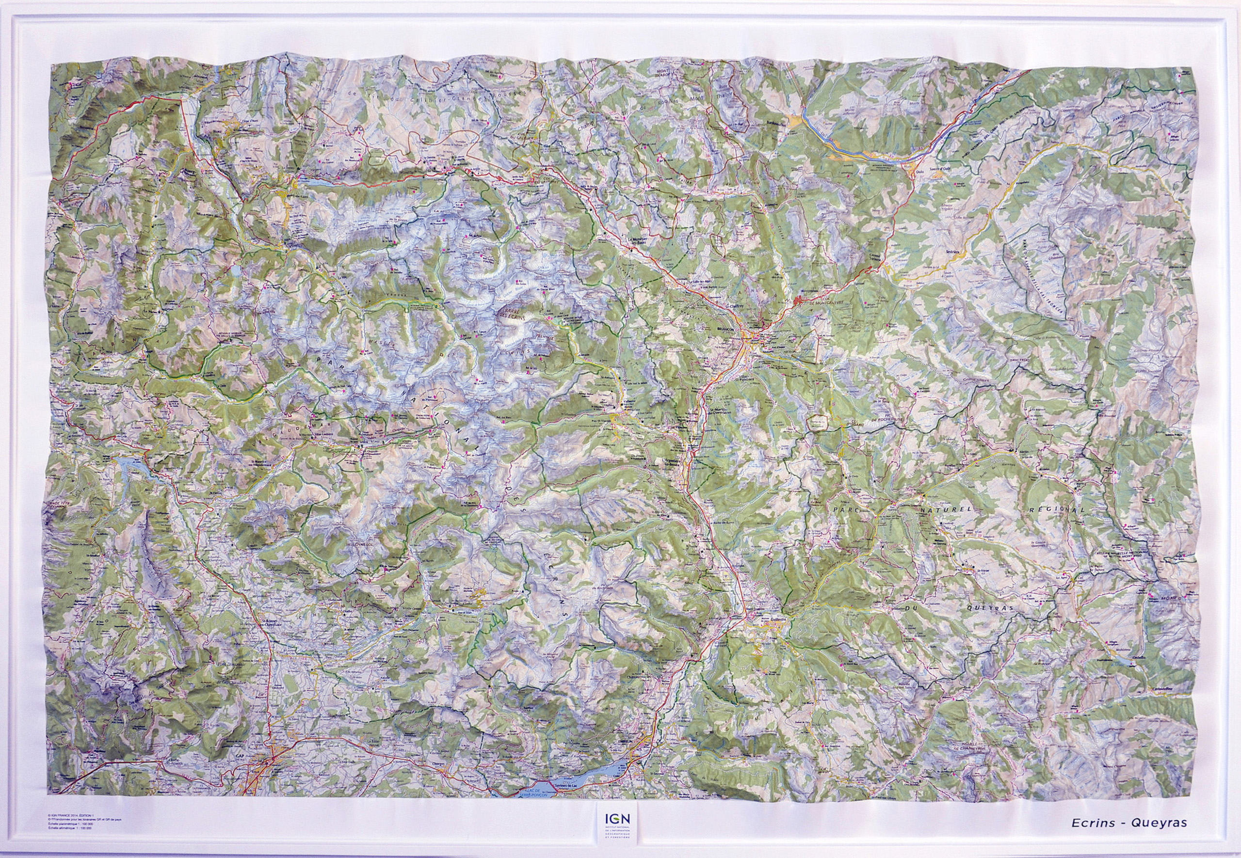 Online bestellen: Reliëfkaart 60170 Ecrins / Queyras met voelbaar 3D reliëf | 104 x 75 cm | IGN - Institut Géographique National