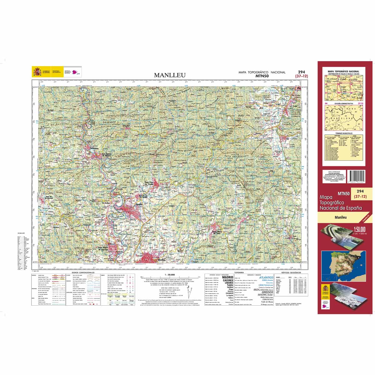 Online bestellen: Topografische kaart 294 MT50 Manlleu | CNIG - Instituto Geográfico Nacional1