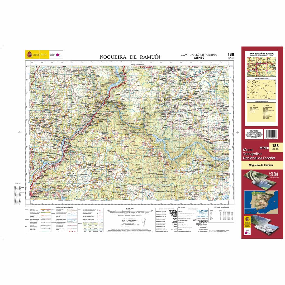 Online bestellen: Topografische kaart 188 MT50 Nogueira de Ramuín | CNIG - Instituto Geográfico Nacional1