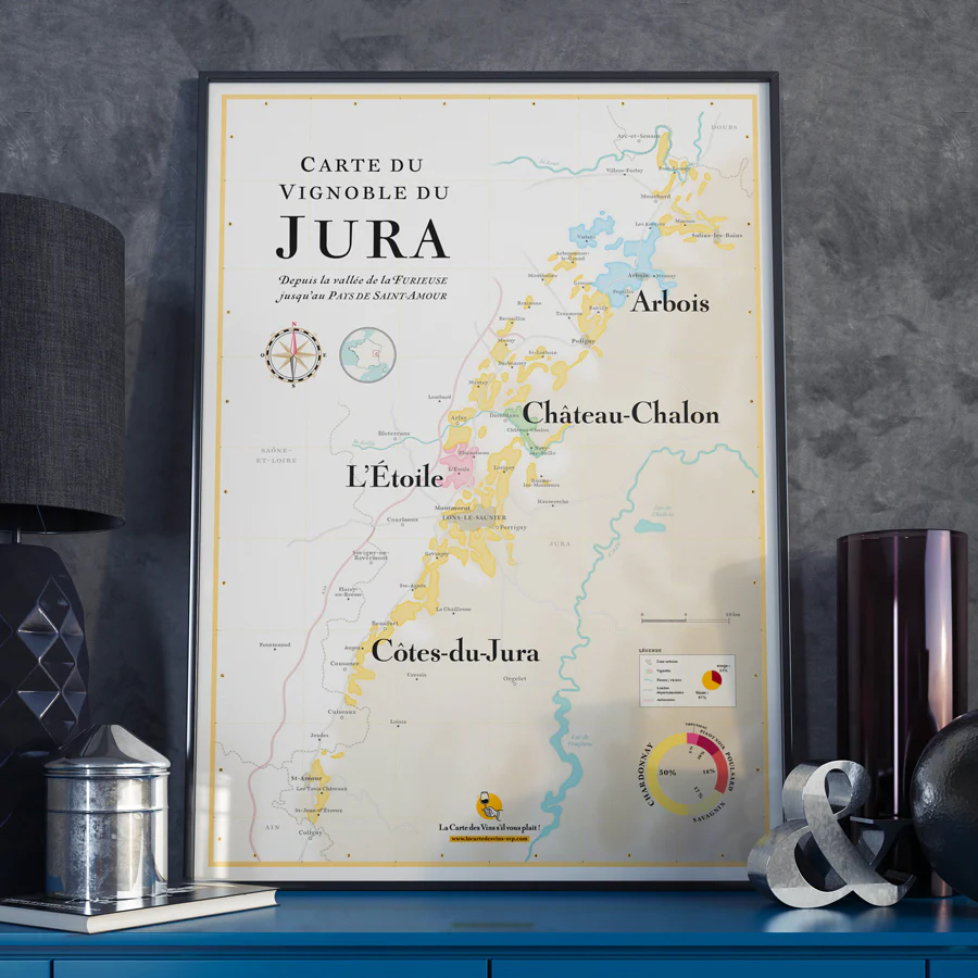 Online bestellen: Poster Jura Carte des vins | 50 x 70 cm | La carte des vins