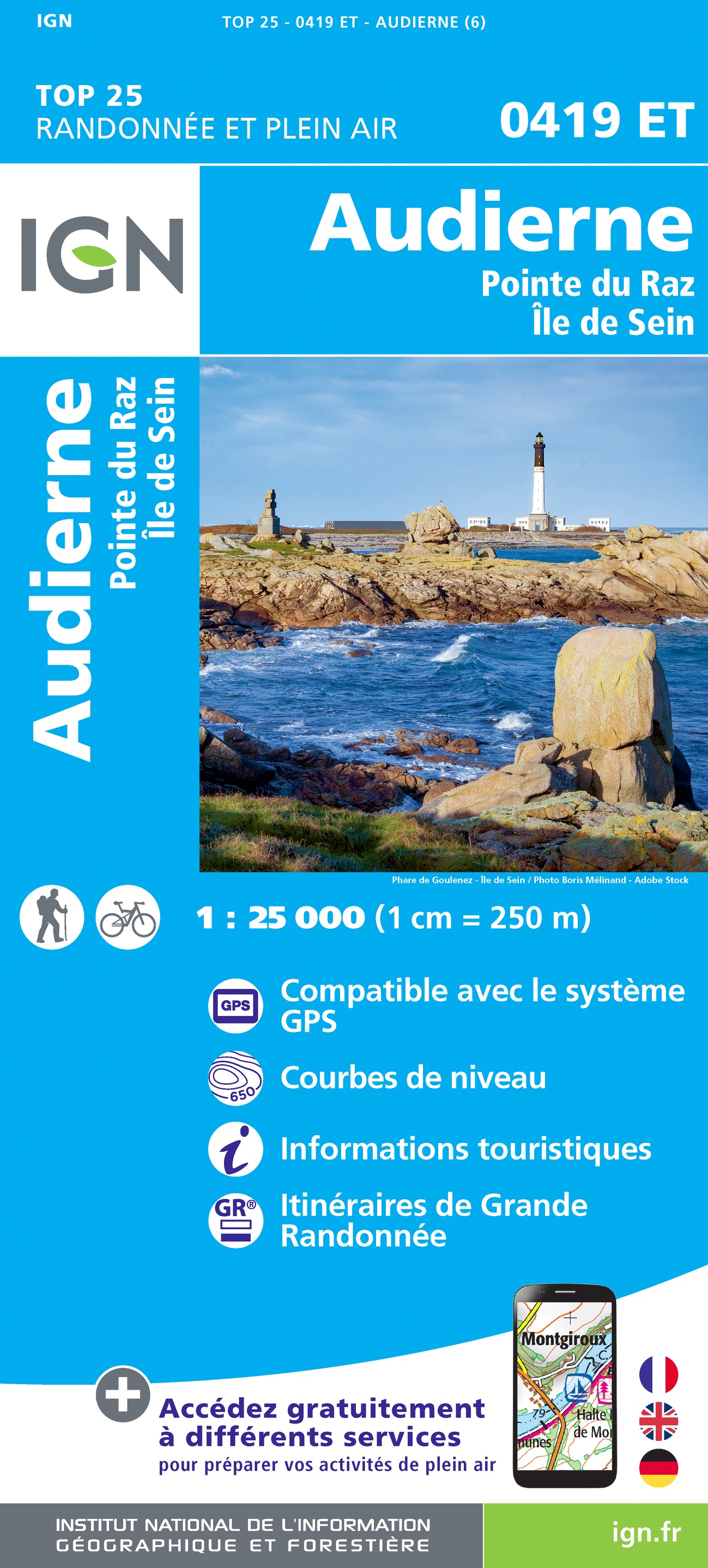 Online bestellen: Wandelkaart - Topografische kaart 0419ET Audierne, Pointe du Raz, Pont-Croix,Plouhinec, Plozévet | IGN - Institut Géographique National