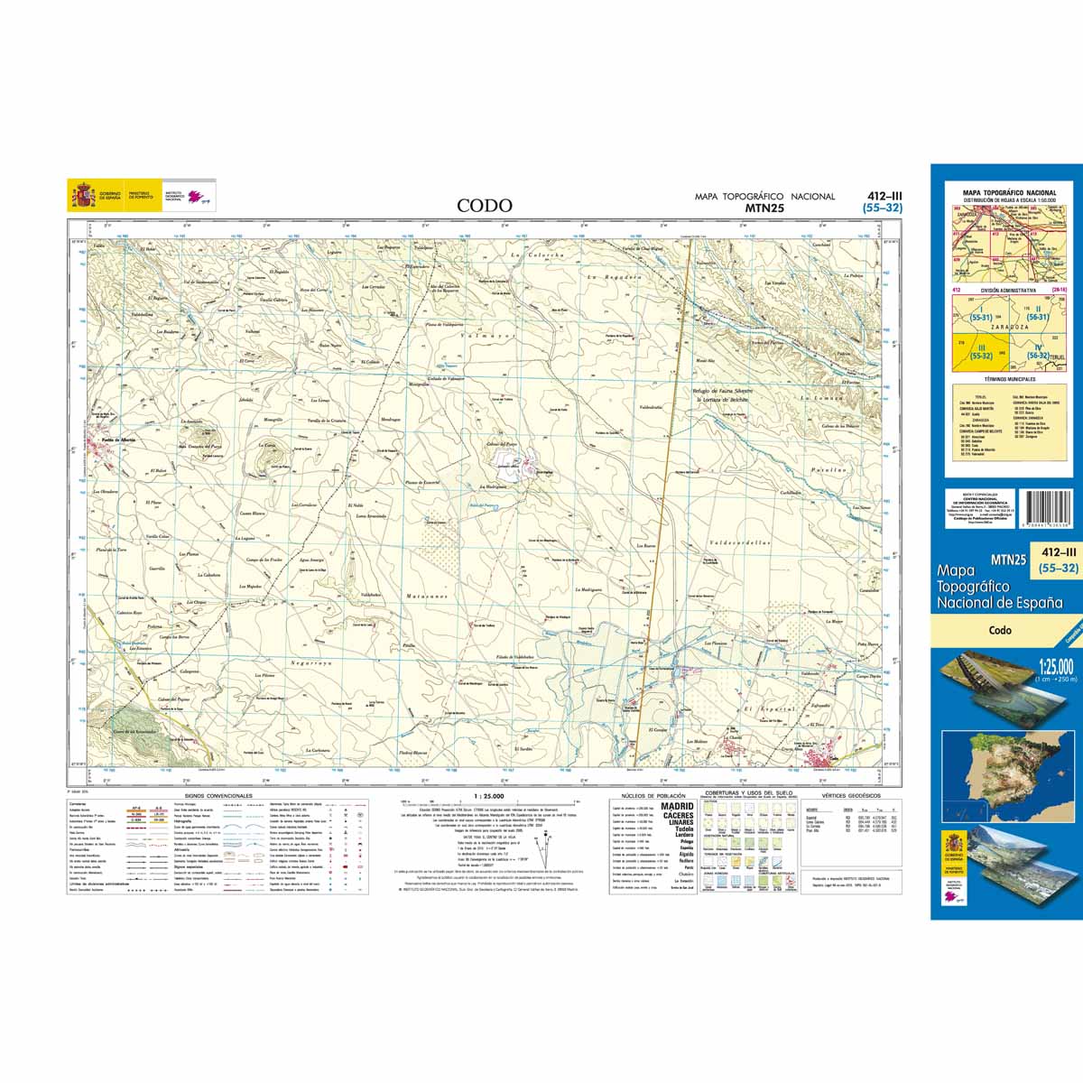 Online bestellen: Topografische kaart 412-III Codo | CNIG - Instituto Geográfico Nacional1