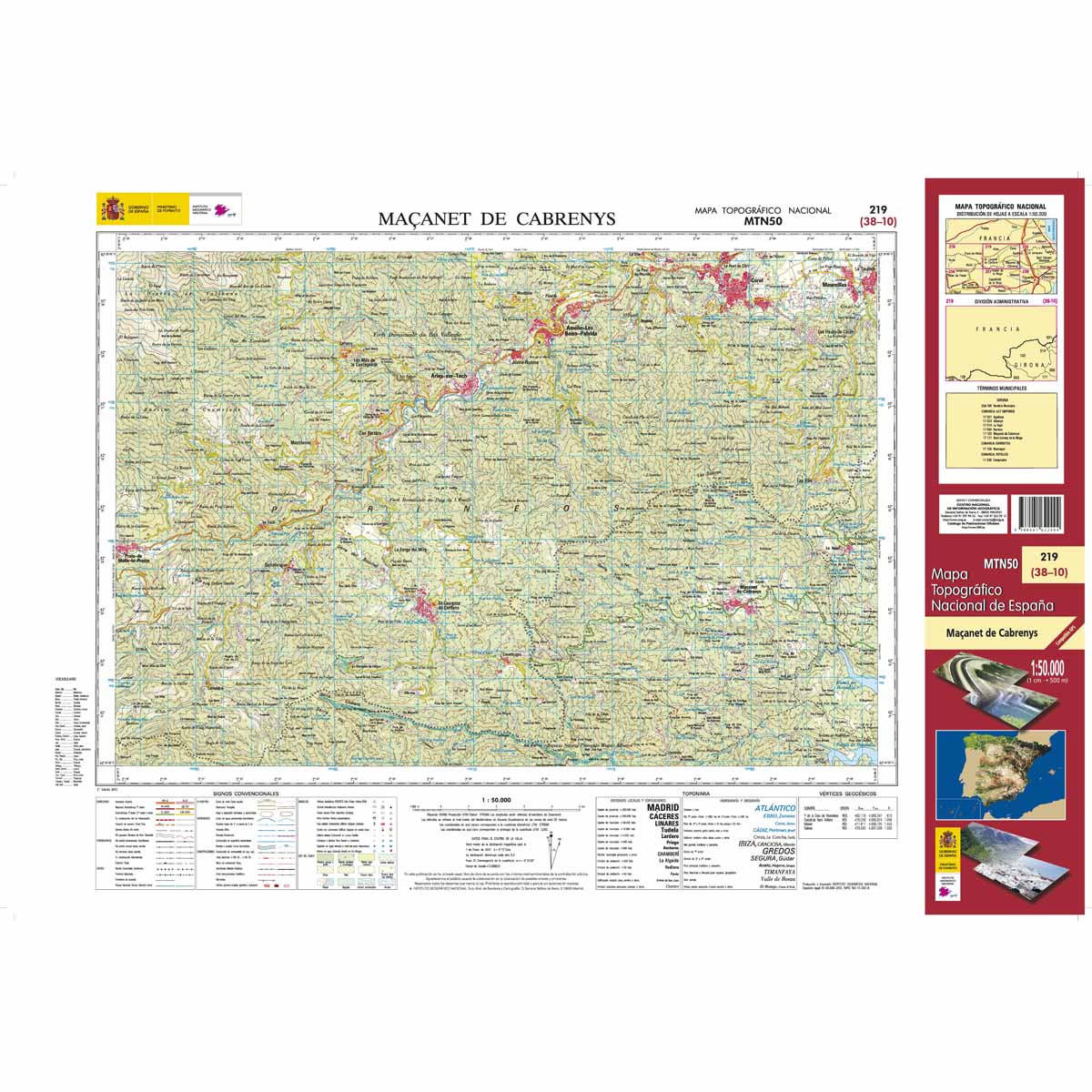 Online bestellen: Topografische kaart 219 MT50 Maçanet de Cabrenys | CNIG - Instituto Geográfico Nacional1