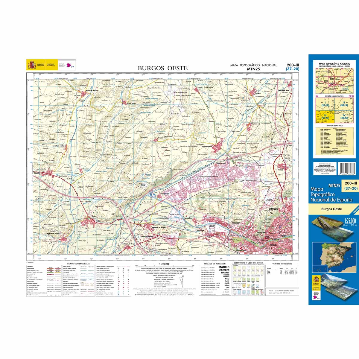 Online bestellen: Topografische kaart 200-III Burgos Oeste | CNIG - Instituto Geográfico Nacional1