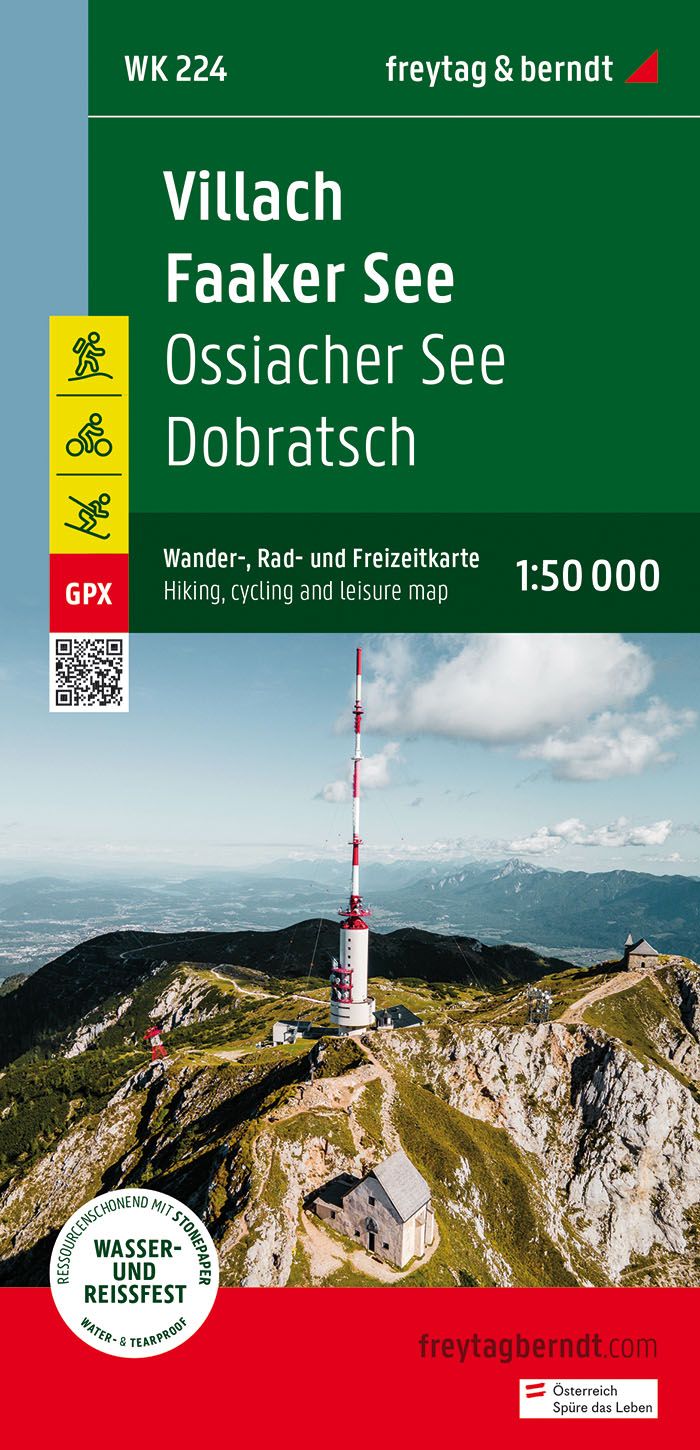 Online bestellen: Fietskaart - Wandelkaart 224 Villach - Faaker See - Ossiacher See - Dobratsch | Freytag & Berndt