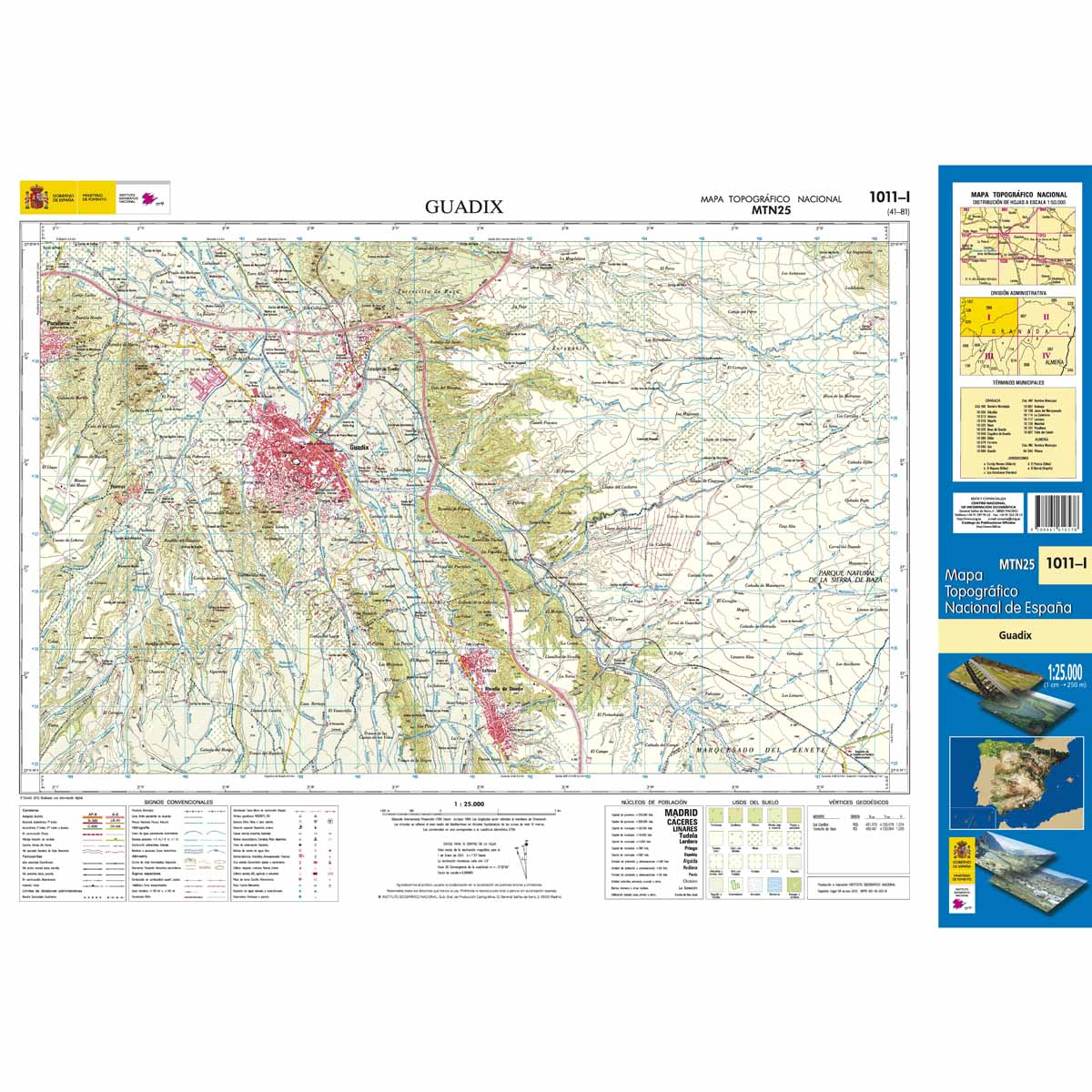 Online bestellen: Topografische kaart 1011-I Guadix | CNIG - Instituto Geográfico Nacional1