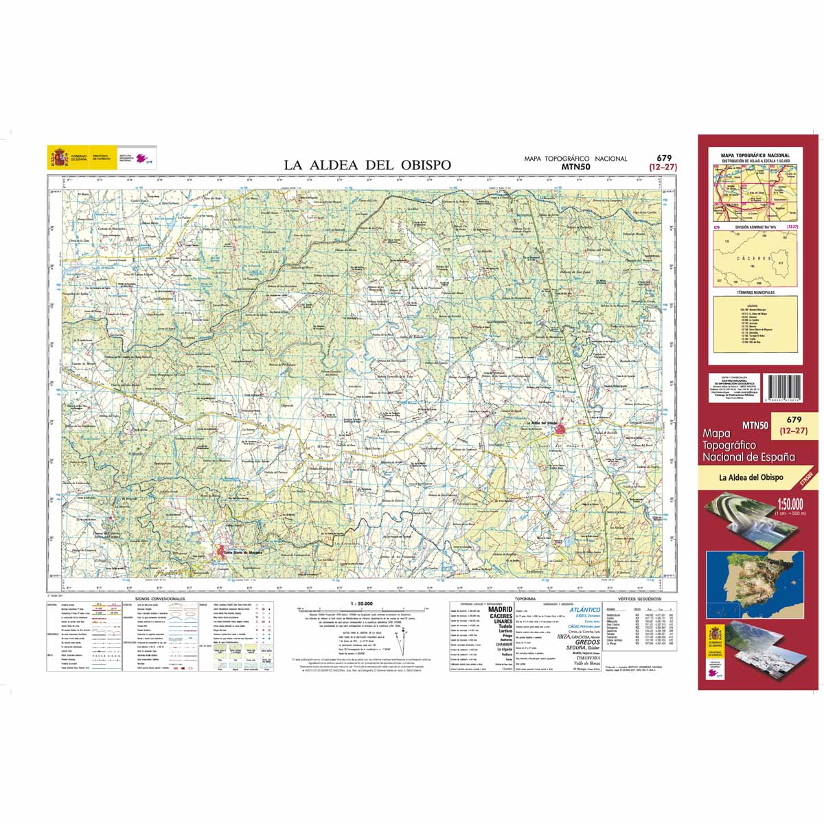 Online bestellen: Topografische kaart 679 MT50 La Aldea del Obispo | CNIG - Instituto Geográfico Nacional1