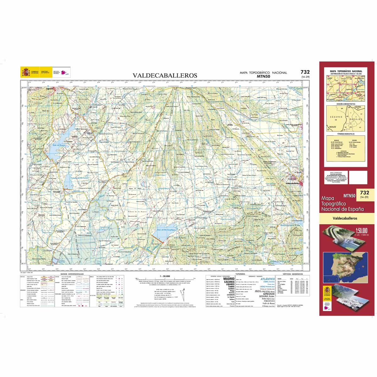 Online bestellen: Topografische kaart 732 MT50 Valdecaballeros | CNIG - Instituto Geográfico Nacional1