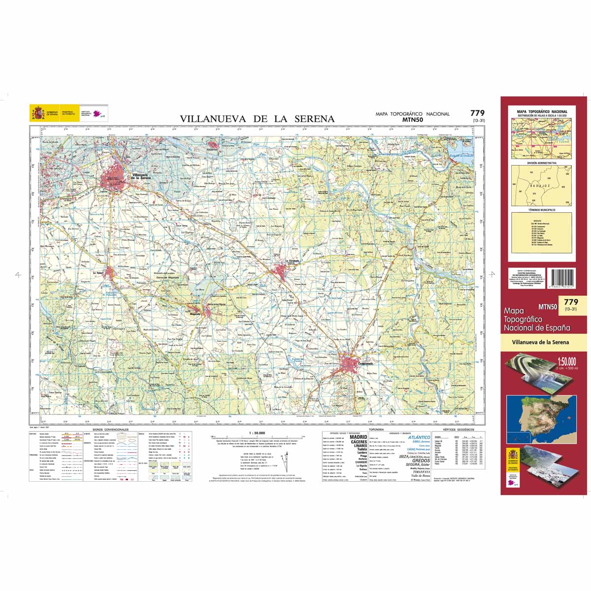 Online bestellen: Topografische kaart 779 MT50 Villanueva de la Serena | CNIG - Instituto Geográfico Nacional1