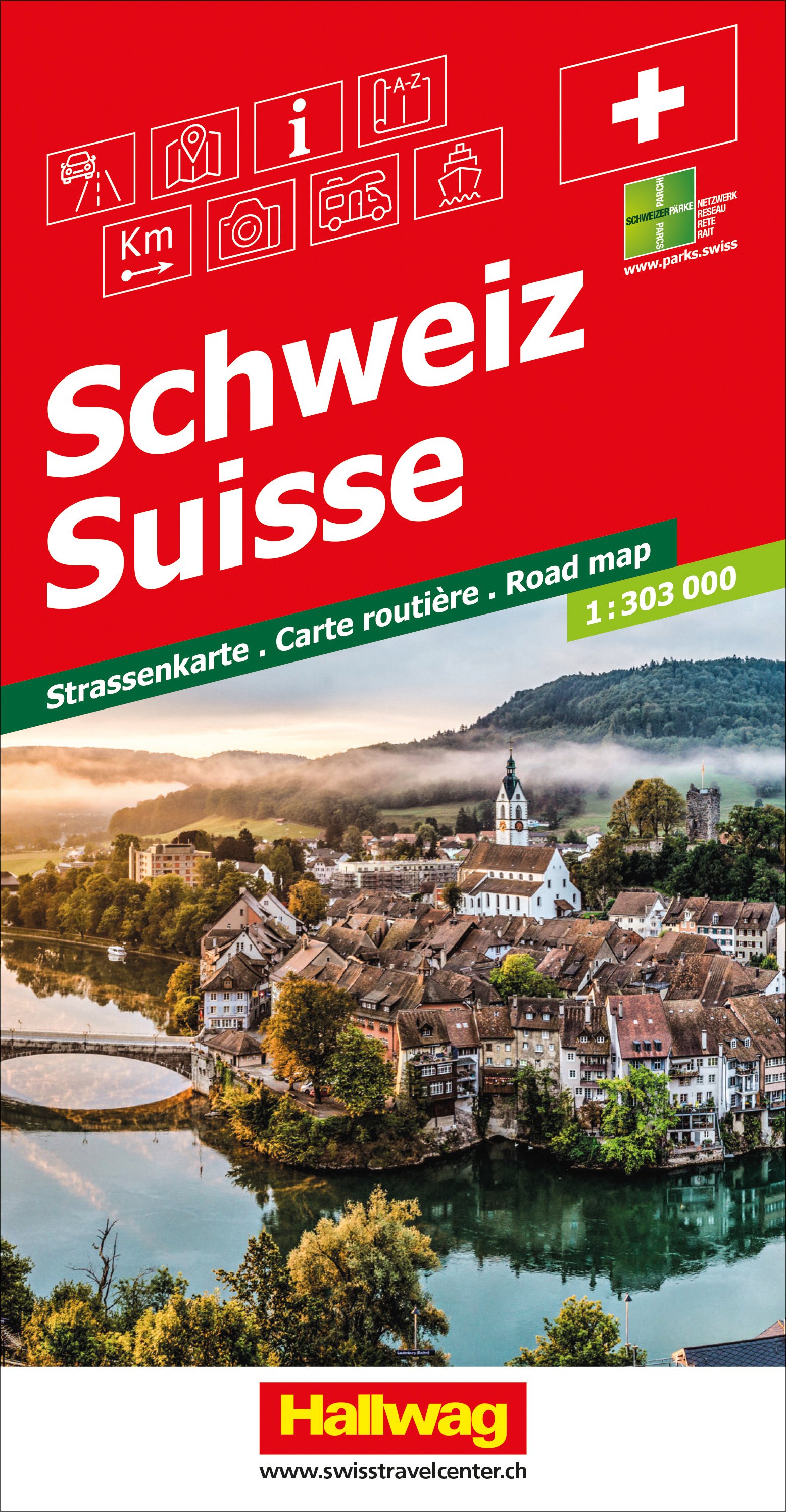 Online bestellen: Wegenkaart - landkaart Road maps Schweiz - Zwitserland | Hallwag