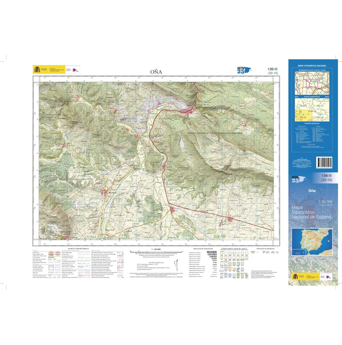 Online bestellen: Topografische kaart 136-III Oña | CNIG - Instituto Geográfico Nacional1