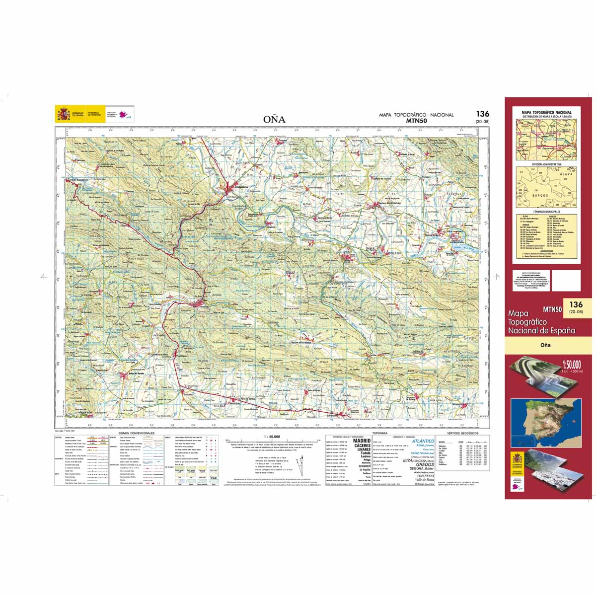 Online bestellen: Topografische kaart 136 MT50 Oña | CNIG - Instituto Geográfico Nacional1