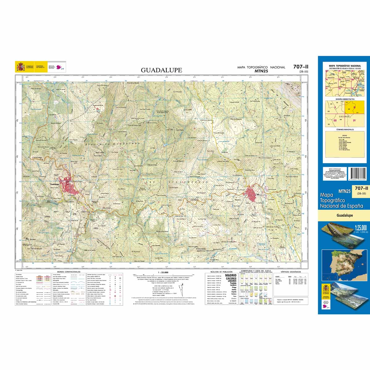 Online bestellen: Topografische kaart 707-II Guadalupe | CNIG - Instituto Geográfico Nacional1