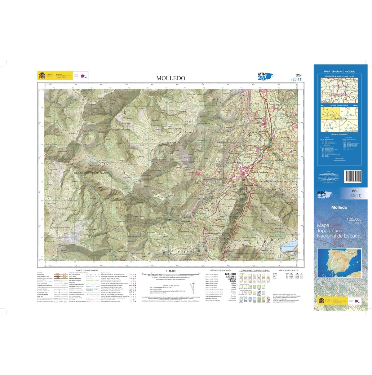 Online bestellen: Topografische kaart 83-I Molledo | CNIG - Instituto Geográfico Nacional1