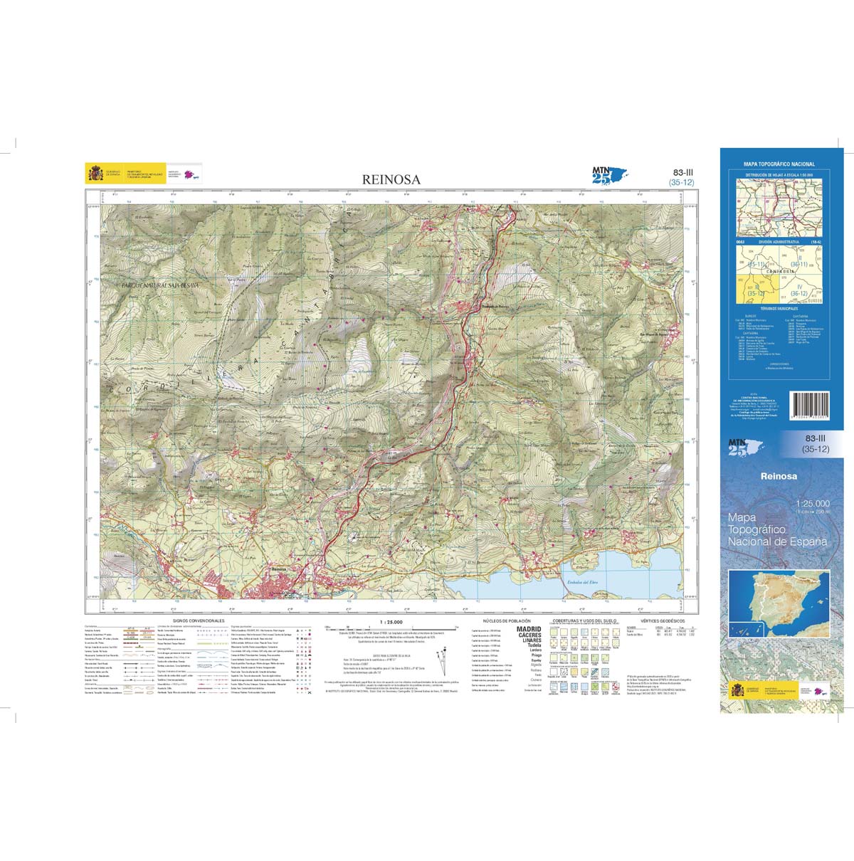 Online bestellen: Topografische kaart 83-III Reinosa | CNIG - Instituto Geográfico Nacional1