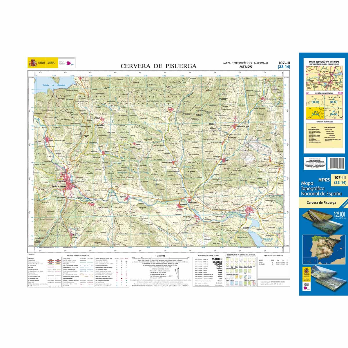 Online bestellen: Topografische kaart 107-III Cervera de Pisuerga | CNIG - Instituto Geográfico Nacional1