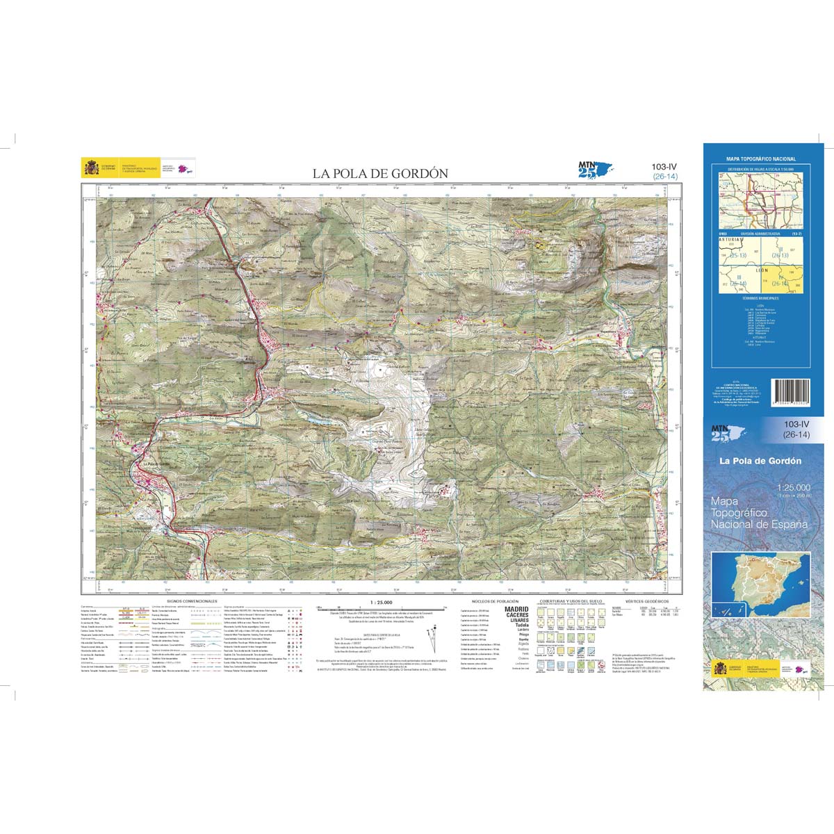 Online bestellen: Topografische kaart 103-IV La Pola de Gordón | CNIG - Instituto Geográfico Nacional1