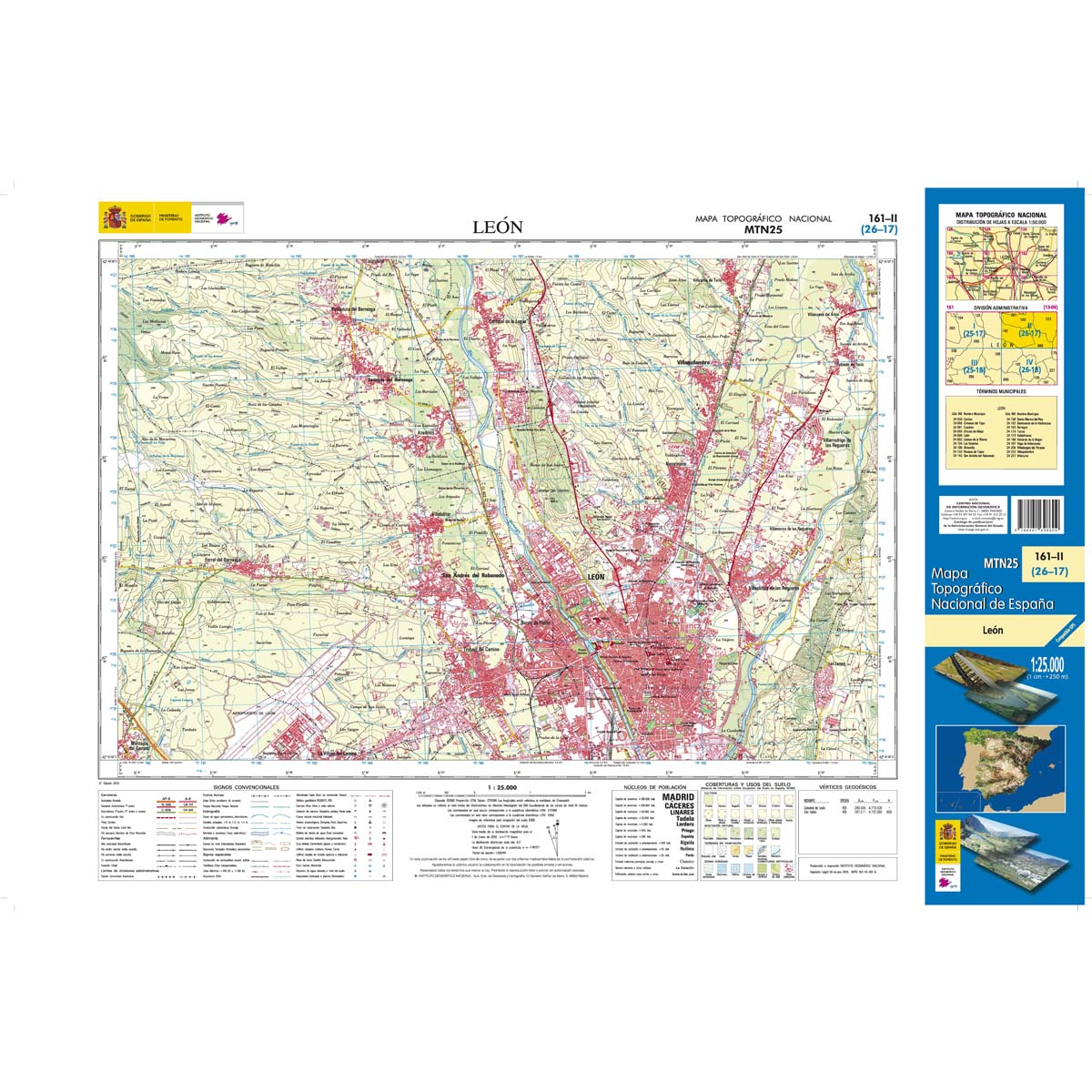 Online bestellen: Topografische kaart 161-II León | CNIG - Instituto Geográfico Nacional1