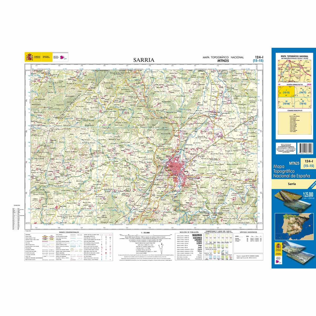 Online bestellen: Topografische kaart 124-I Sarria | CNIG - Instituto Geográfico Nacional1