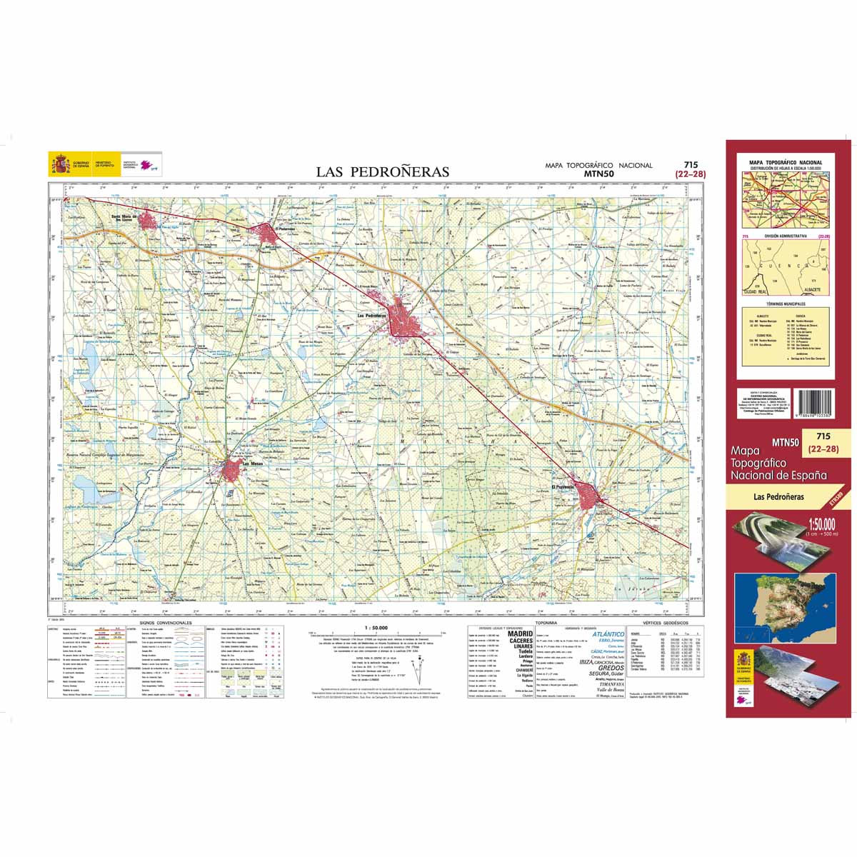 Online bestellen: Topografische kaart 715 MT50 Las Pedroñeras | CNIG - Instituto Geográfico Nacional1