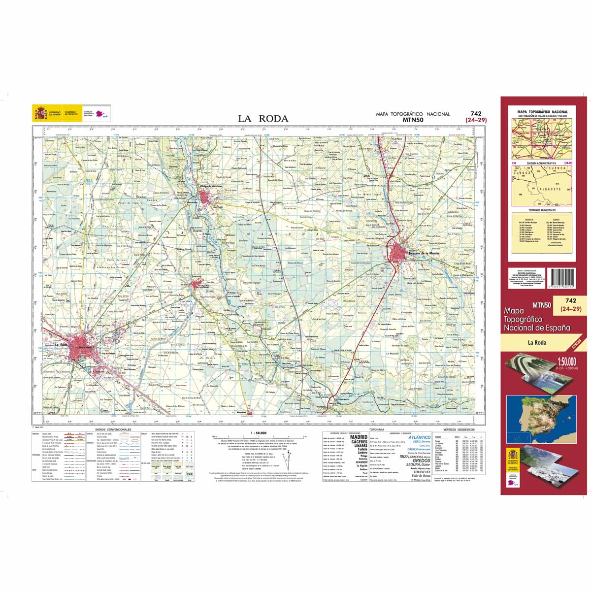 Online bestellen: Topografische kaart 742 MT50 La Roda | CNIG - Instituto Geográfico Nacional1