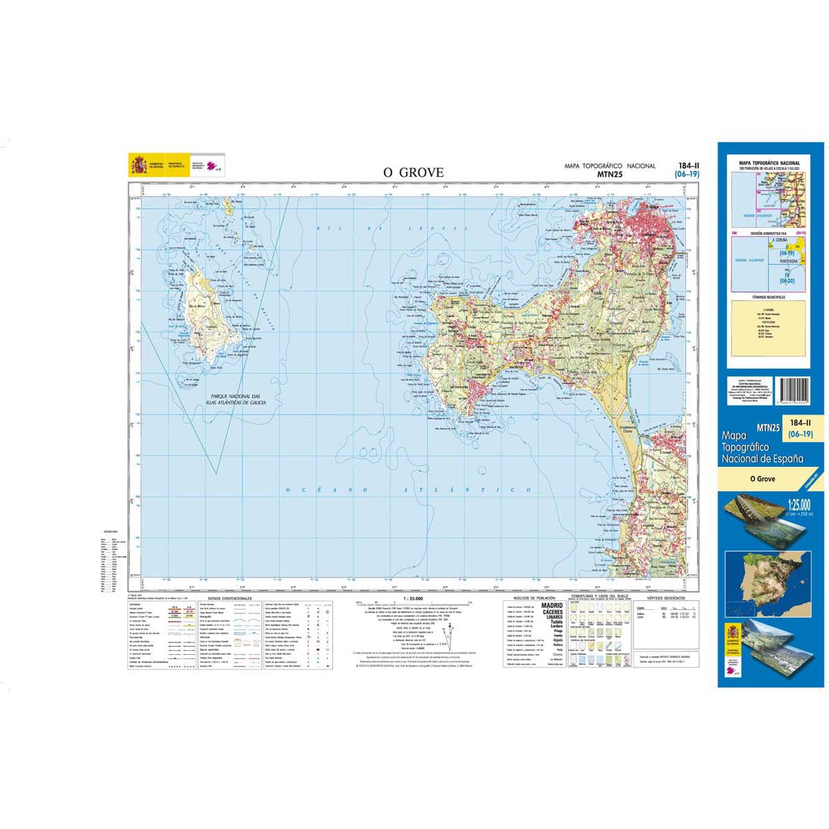 Online bestellen: Topografische kaart 184-II O Grove | CNIG - Instituto Geográfico Nacional1