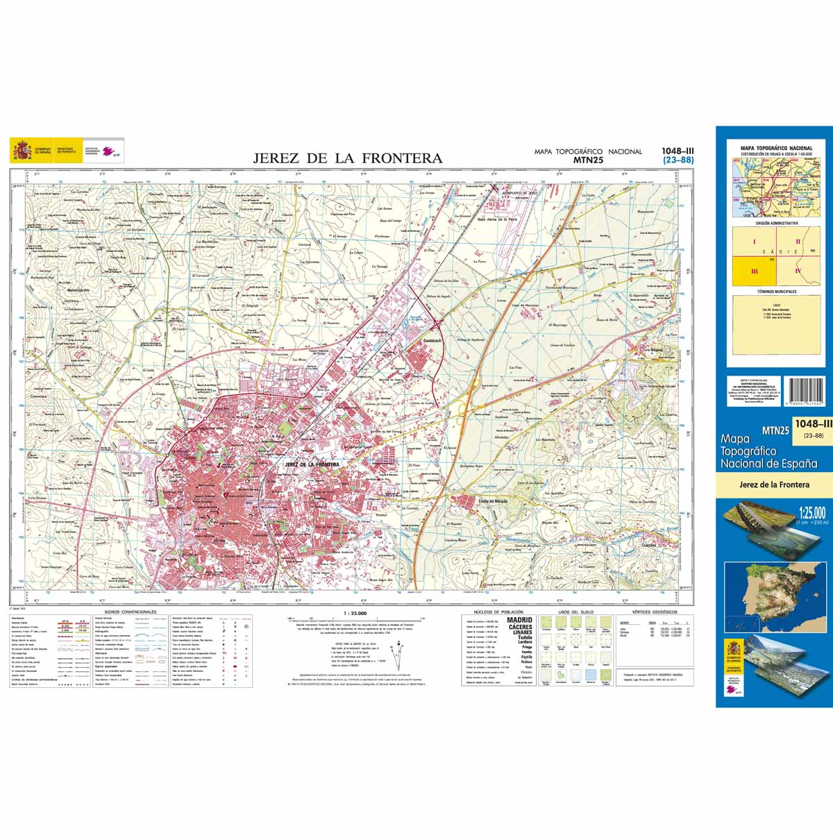 Online bestellen: Topografische kaart 1048-III Jerez de la Frontera | CNIG - Instituto Geográfico Nacional1