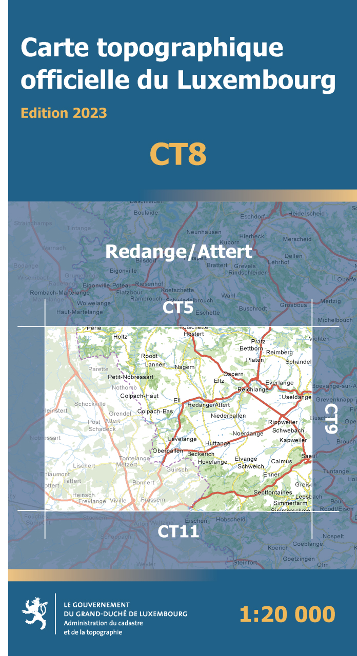 Online bestellen: Topografische kaart CT08 CT LUX Redange / Attert | Topografische dienst Luxemburg